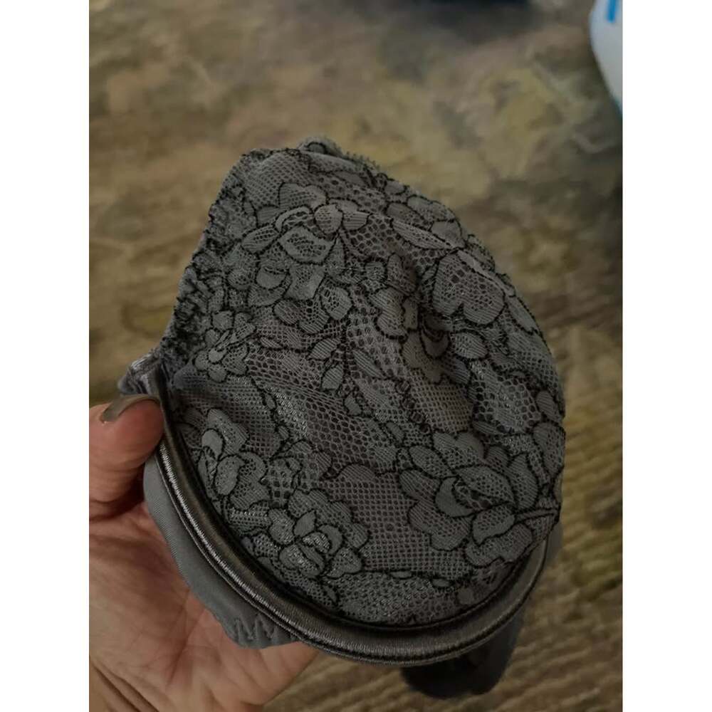 Vintage 90s Vassarette Satin Lace Unlined Bra 36B Balconette Dark Fairy Grunge - Picture 2 of 7